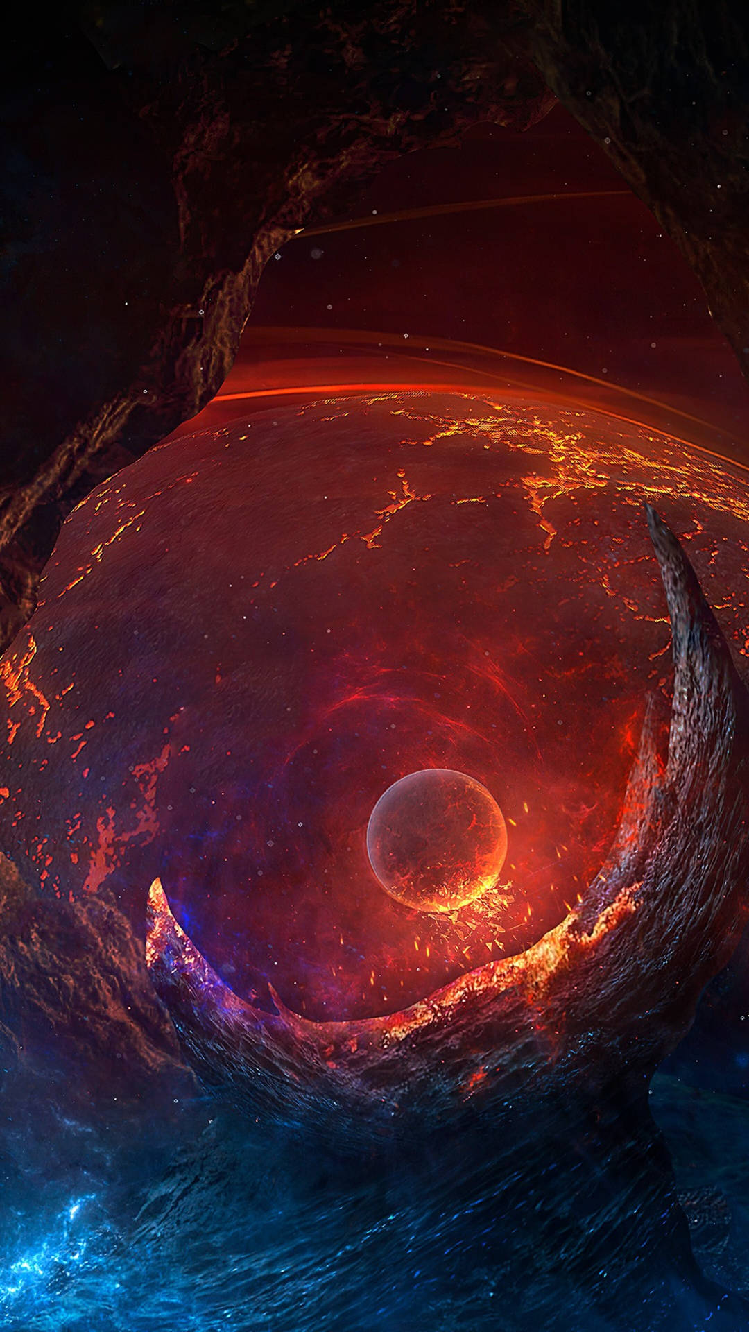 Molten Planet In Space 4k Phone Background