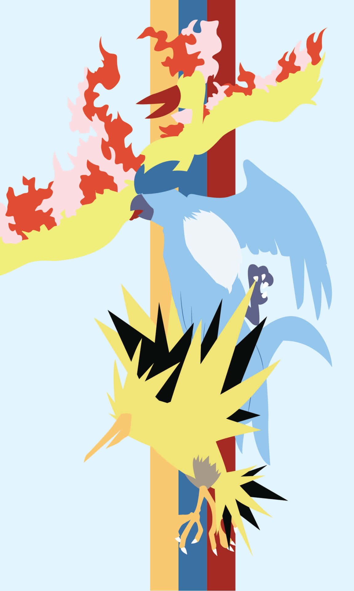 Moltres, Articuno, And Zapdos Striped Background