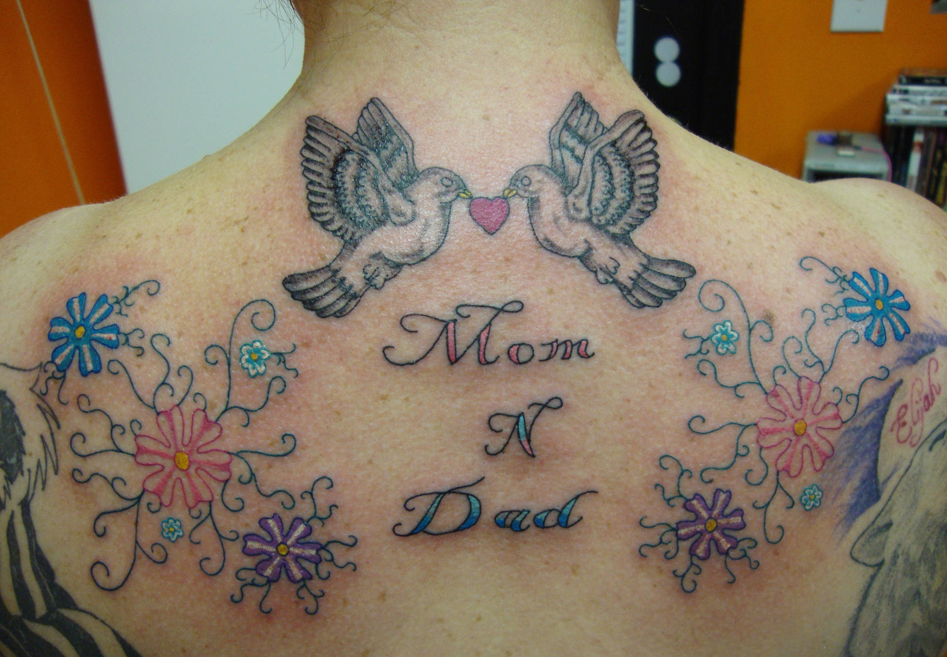 Mom And Dad Floral Tattoo