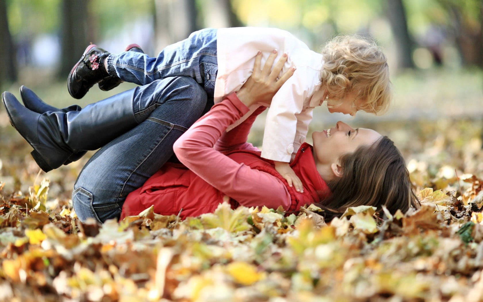 Mom And Son On Her Knees Background