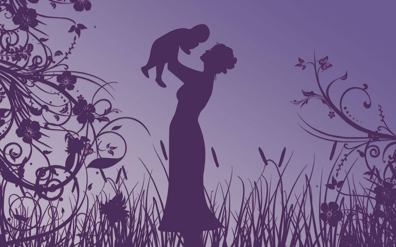 Mom And Son Purple Art Background