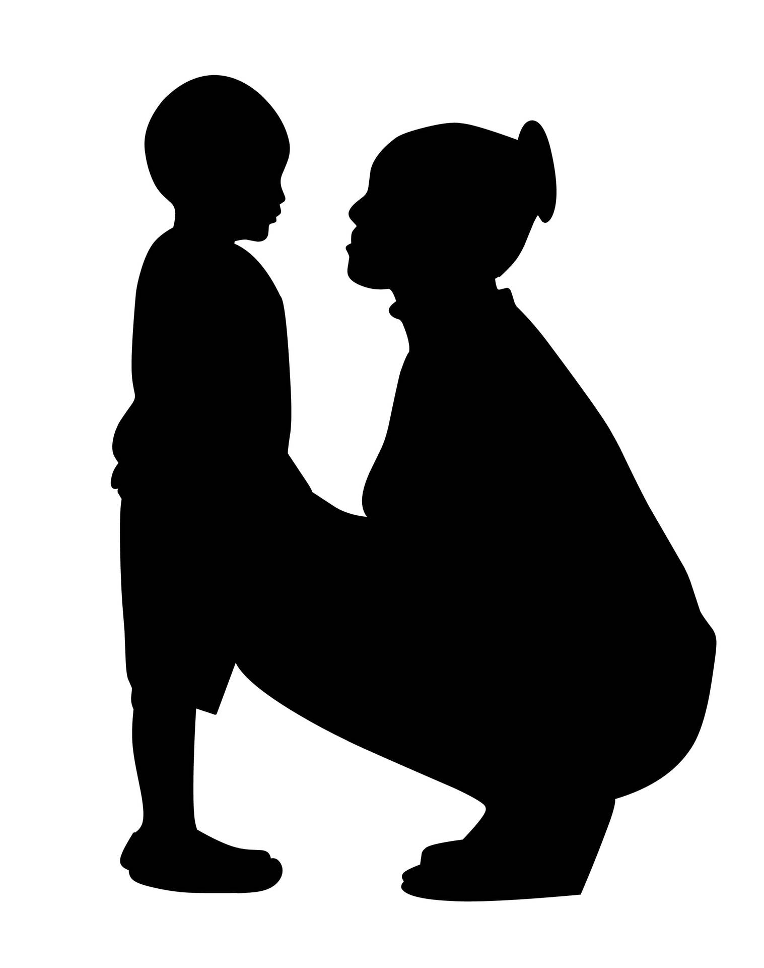 Mom And Son Silhouette Art