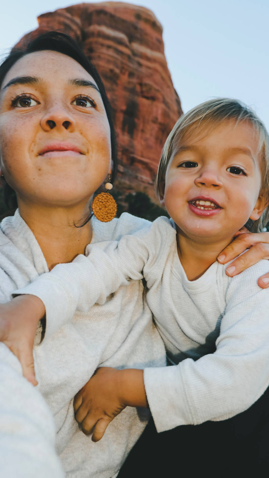 Mom And Son Wearing White Background