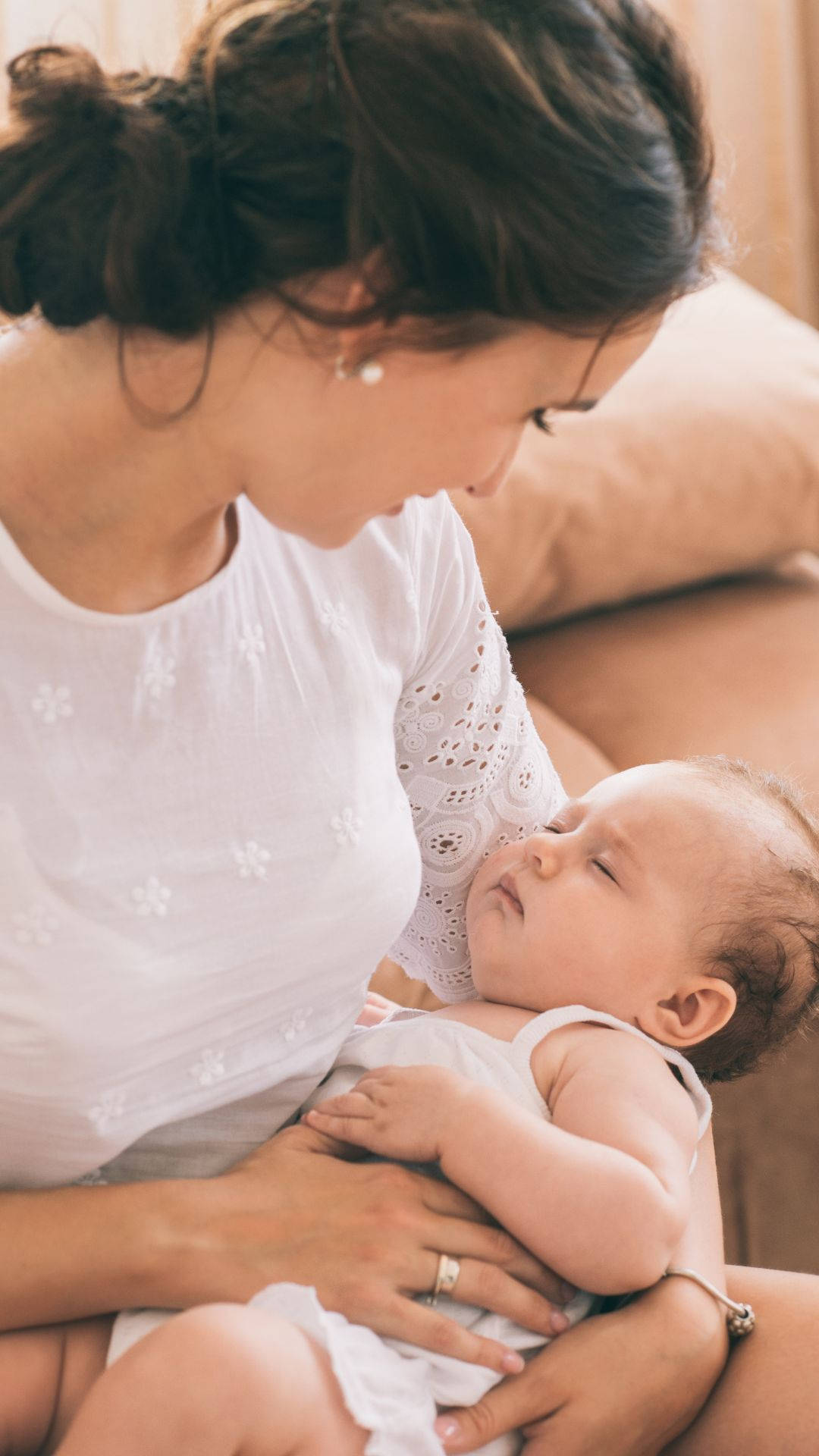 Mom With Sleeping Baby Background