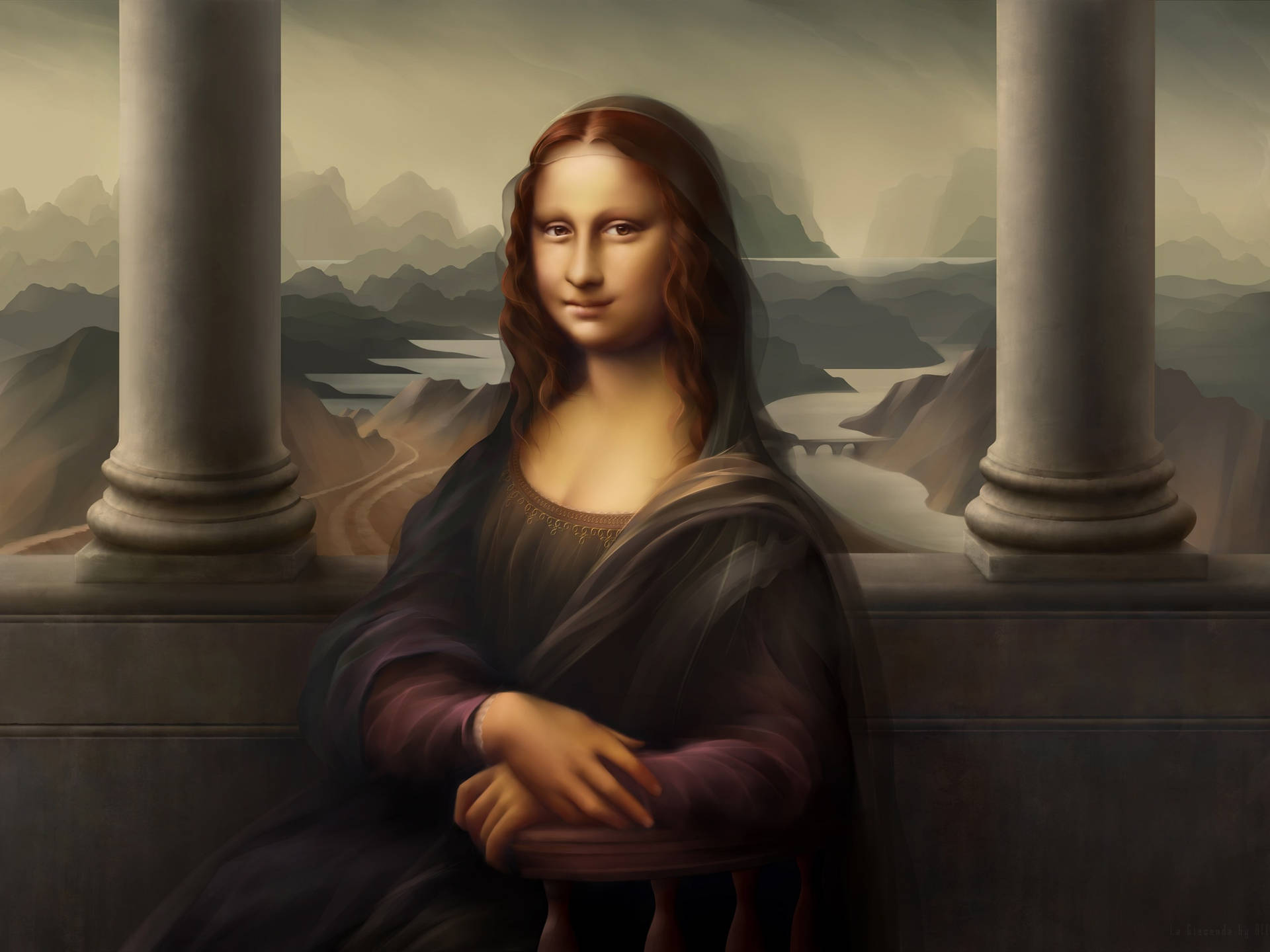 Mona Lisa Digital Paint Background