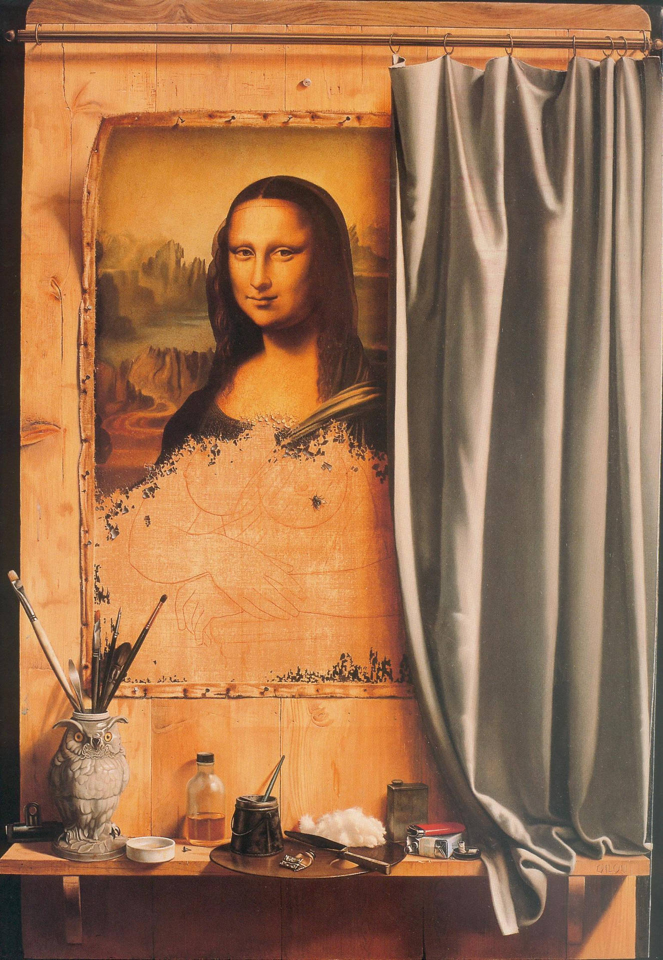 Mona Lisa Faded Paint Background