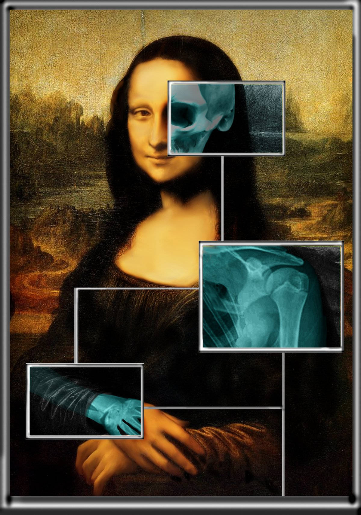 Mona Lisa Skeleton Art Phone Background
