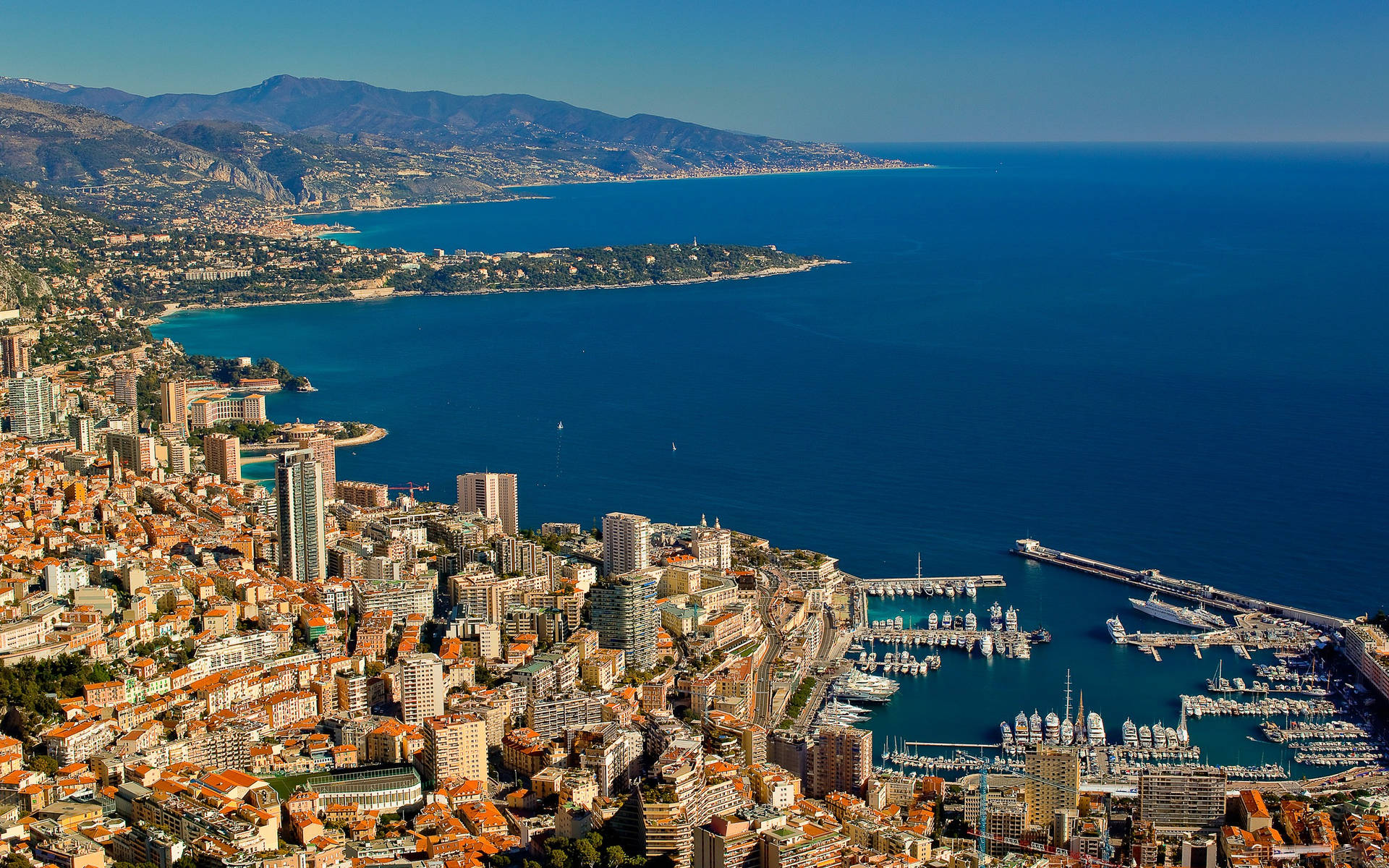 Monaco Buildings And Waters Background