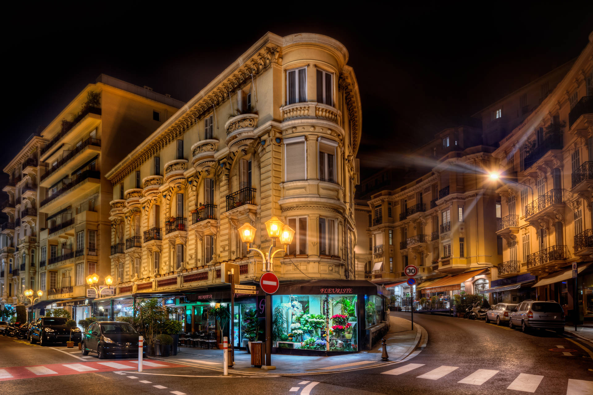 Monaco City At Night Background