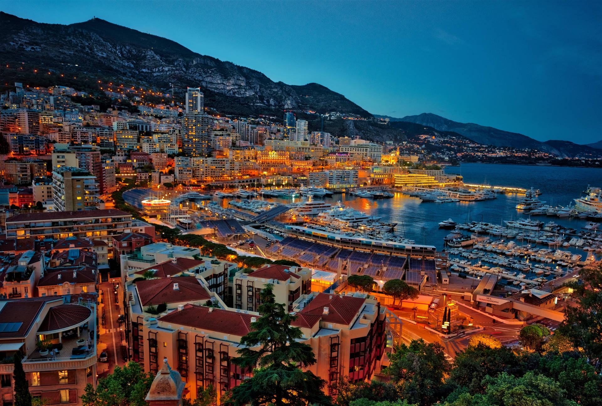 Monaco City Lights Background