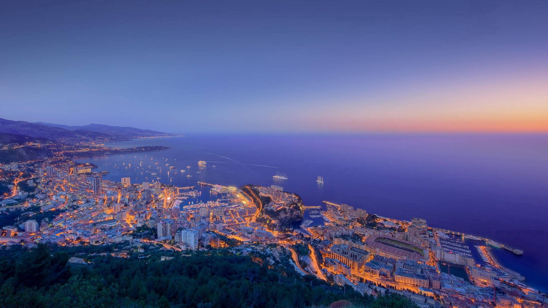 Monaco During Sunset Background