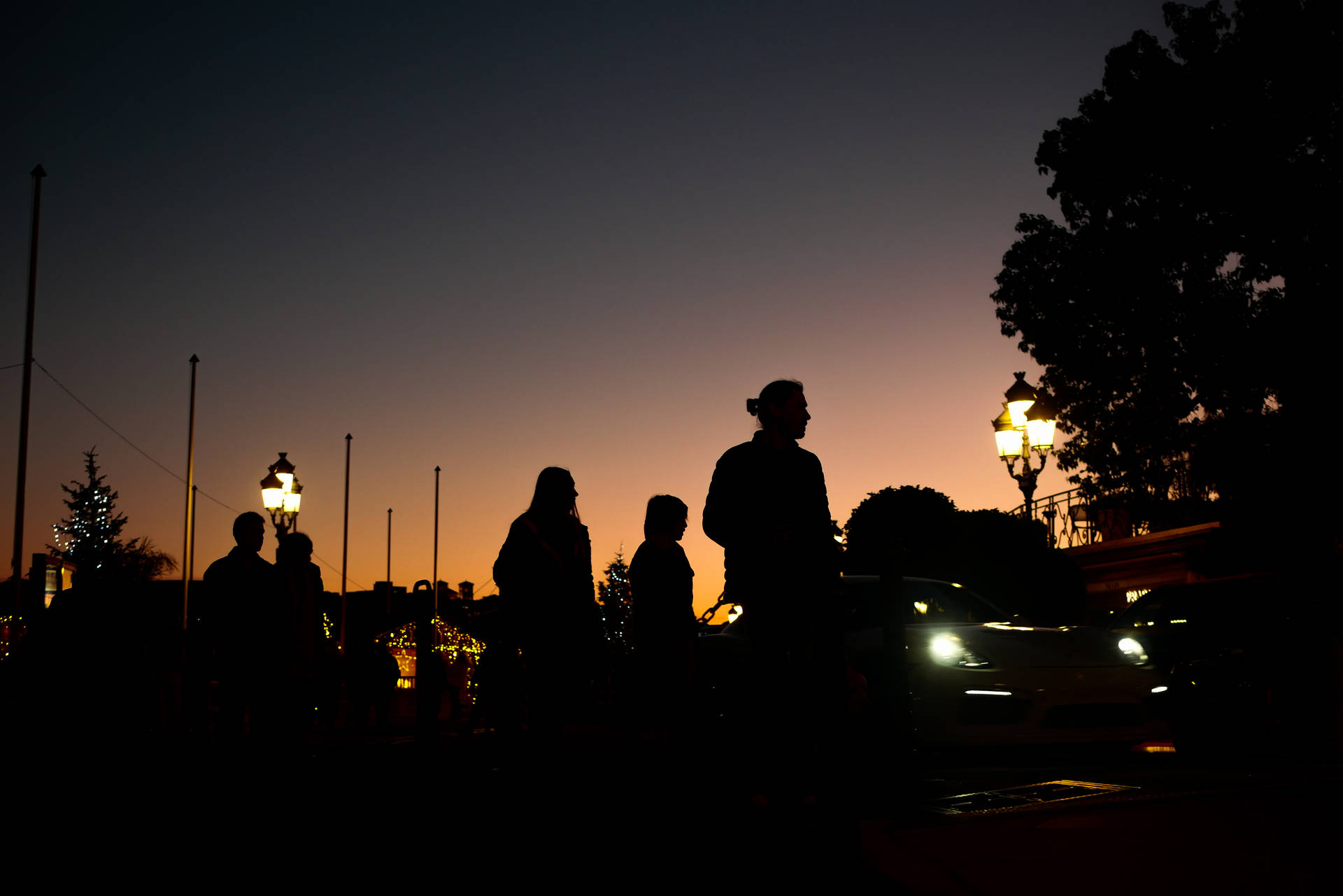 Monaco Sunset And Silhouettes Background