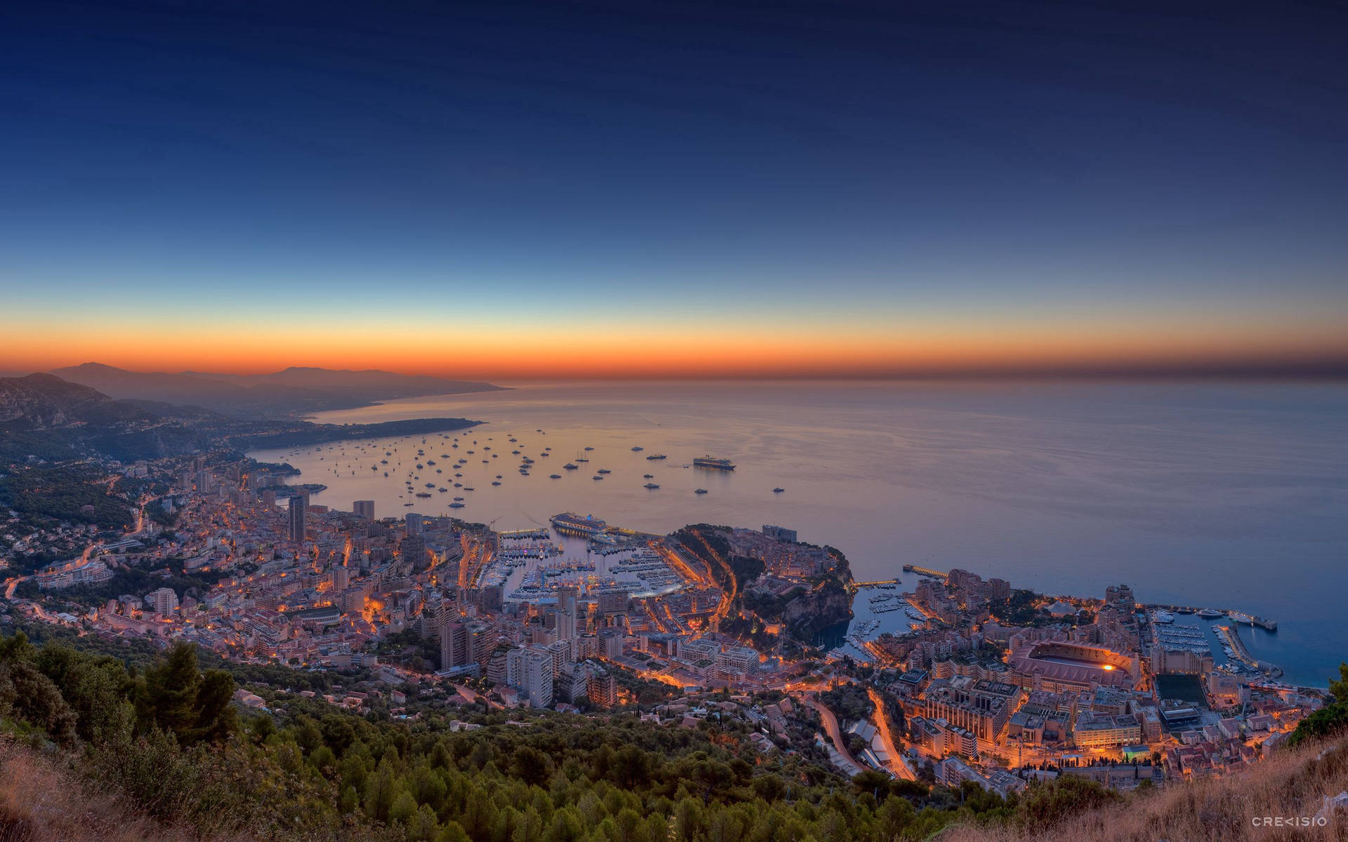 Monaco Waters And Sunset Background