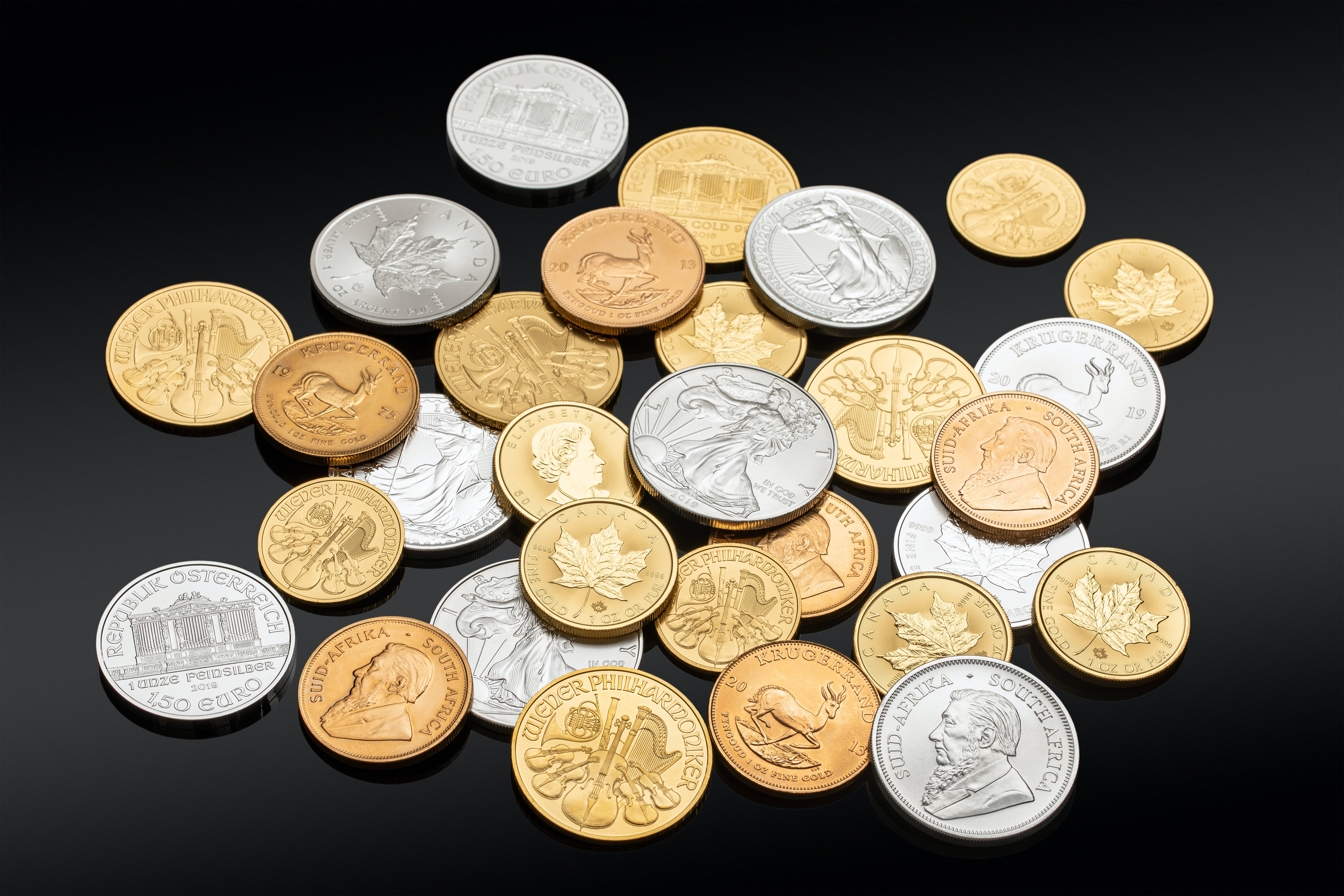 Money Background Gold Silver Bronze Coins