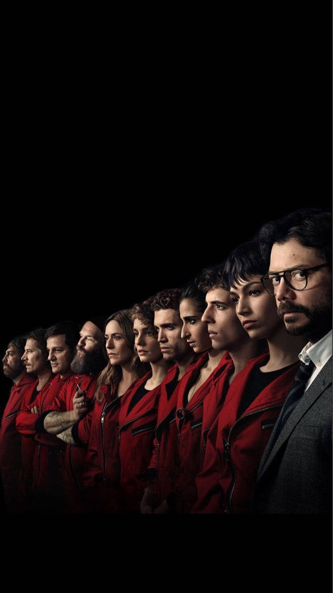 Money Heist Casts In Line Portrait Background