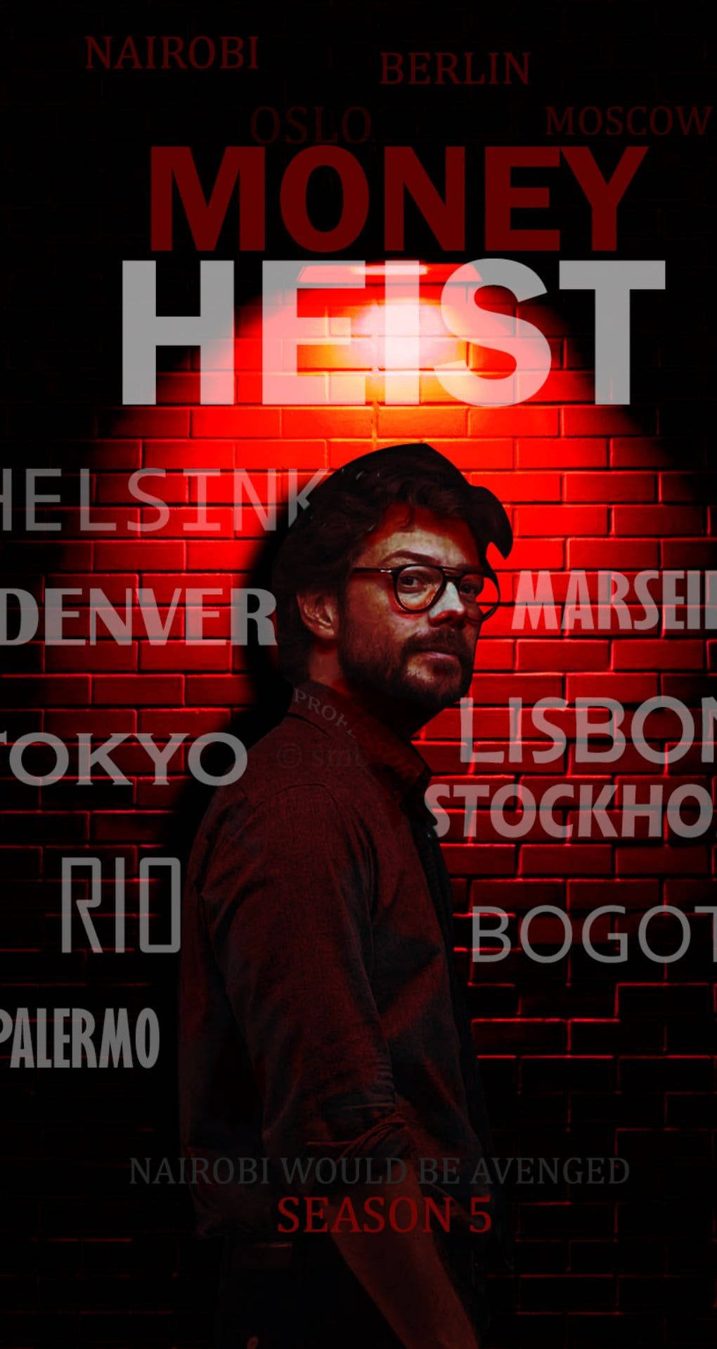 Money Heist Professor In Red Portrait Background