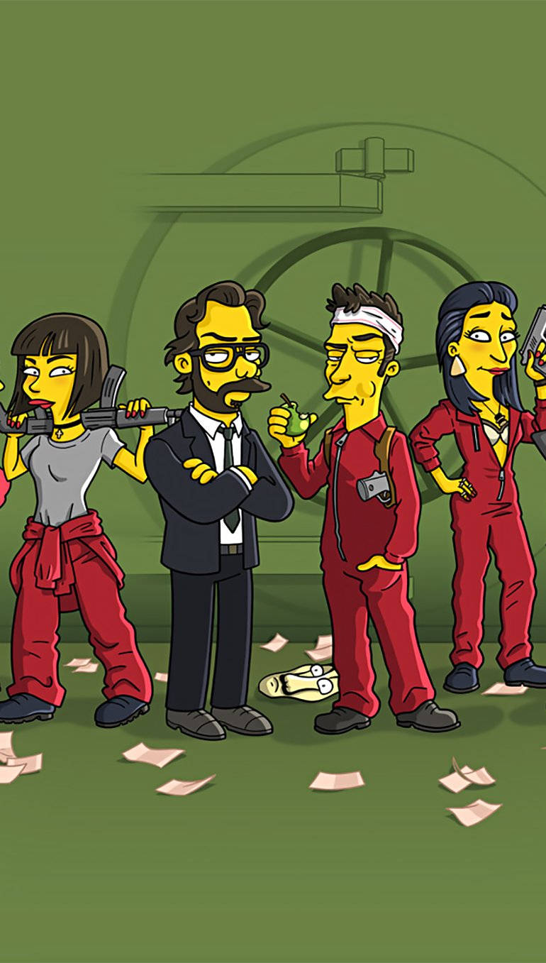 Money Heist Simpsonized Portrait Background