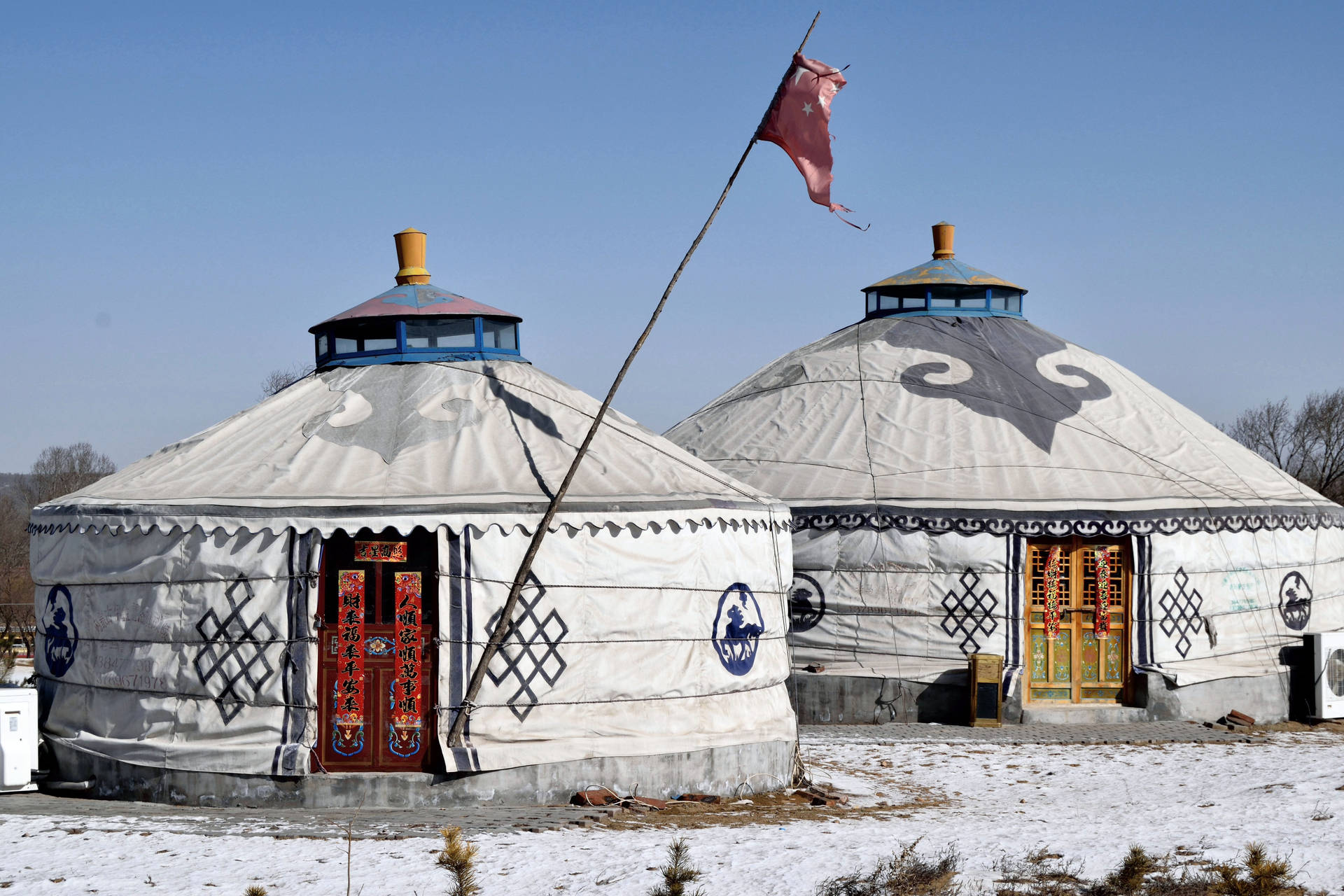 Mongolia White Tent Background