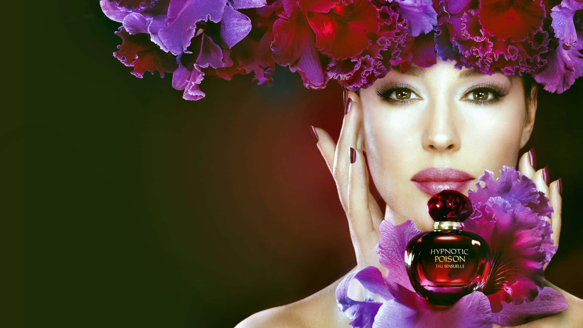 Monica_ Bellucci_ Floral_ Perfume_ Advertisement_4 K Background