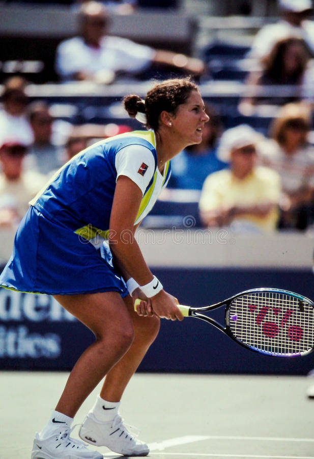 Monica Seles In Intense Tennis Match. Background