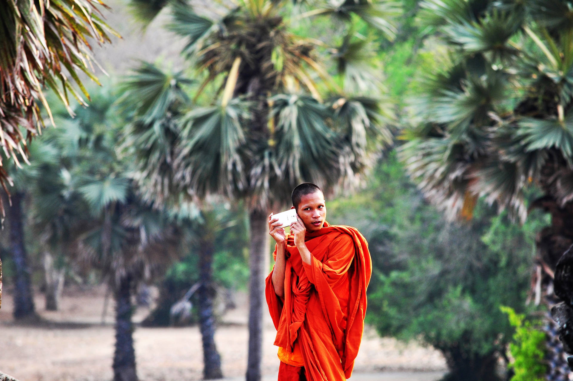 Monk In Cambodia Background