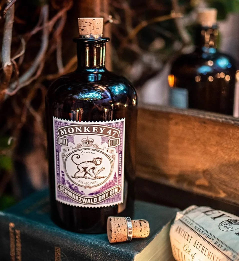 Monkey 47 Gin Schwarzwald Dry German Liquor Background