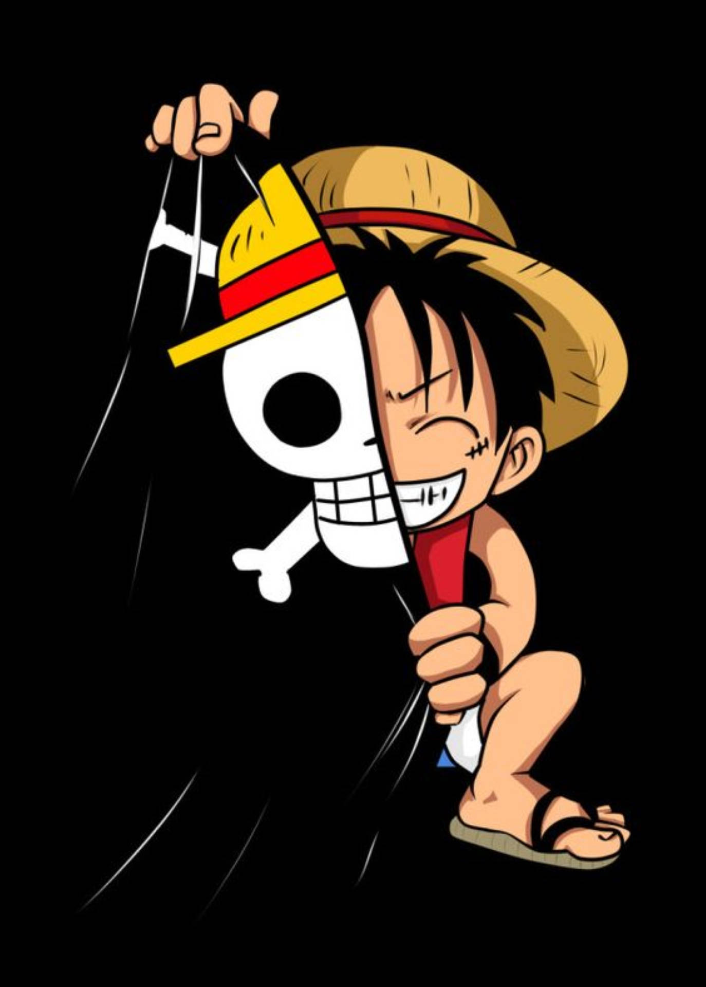 Monkey D Luffy And Pirate Flag Background