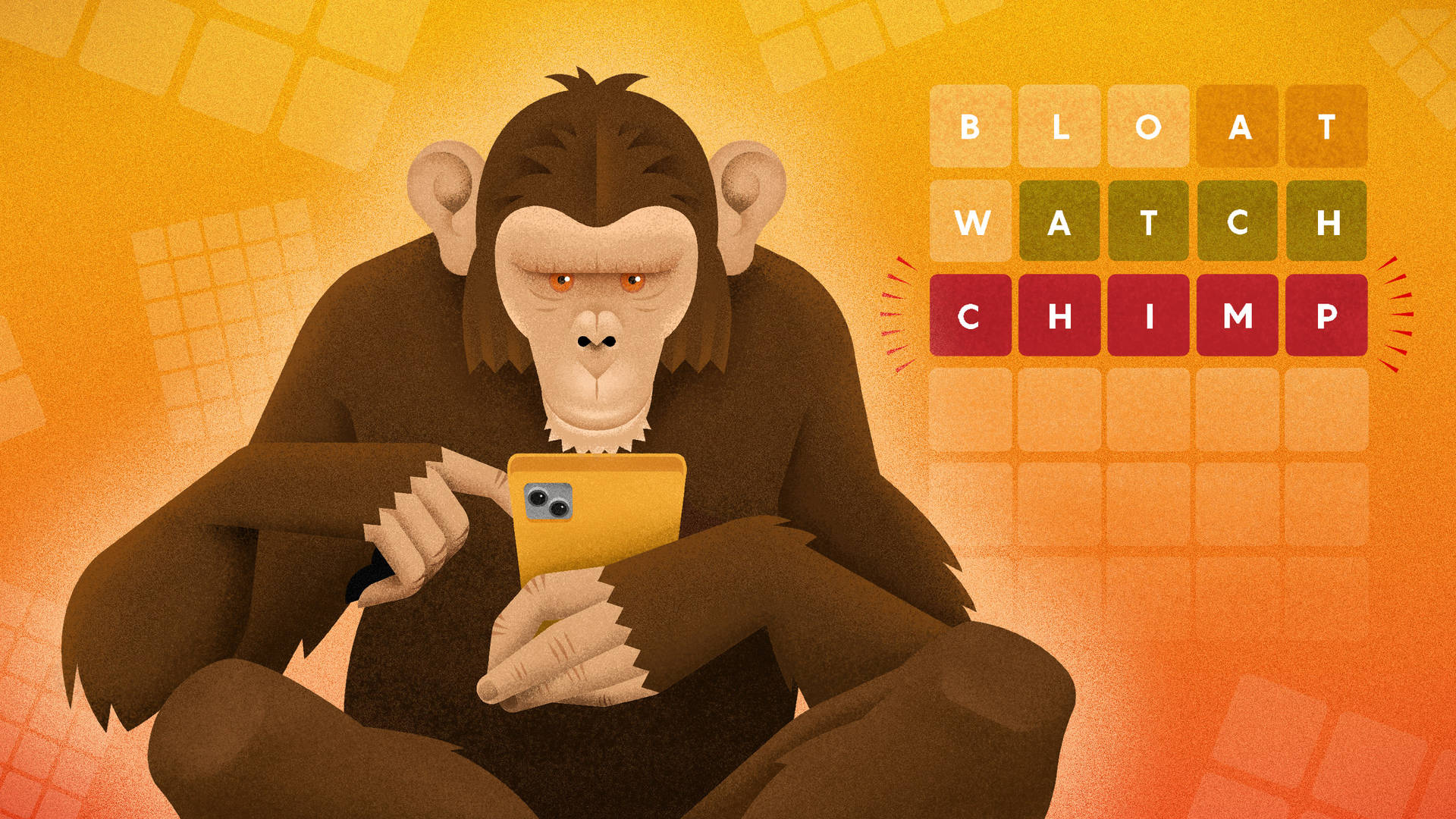 Monkey Playing Wordle Illustration Background