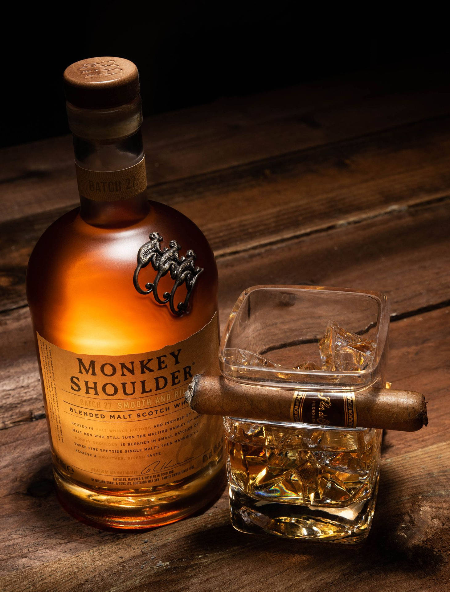 Monkey Shoulder And A Cigar Background