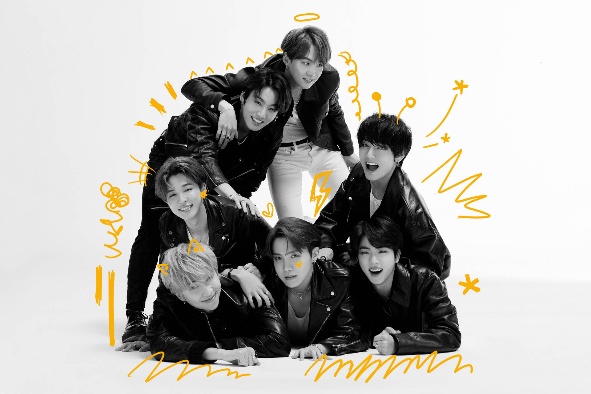 Monochromatic Bts Dynamite Group Photo Background