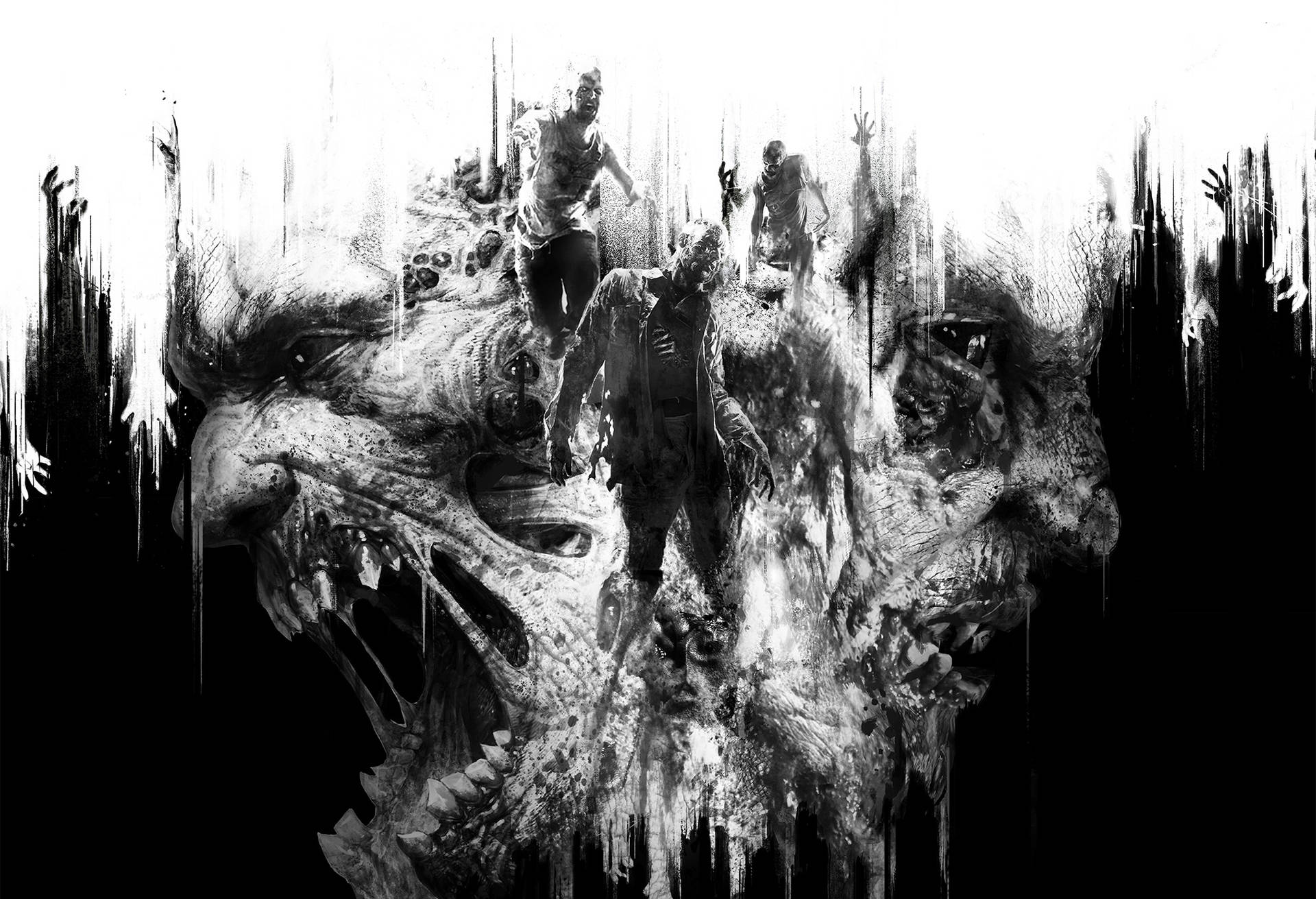 Monochromatic Dying Light Zombies Background