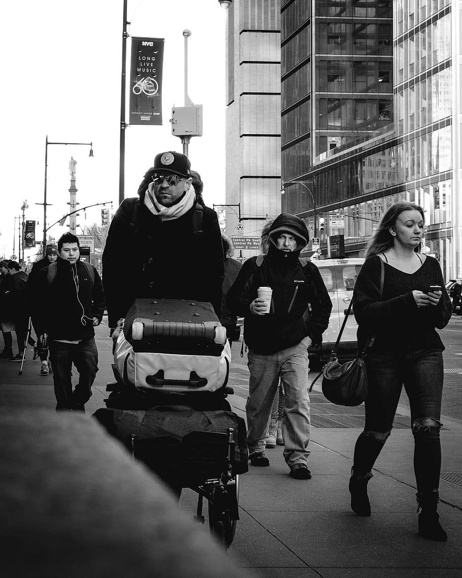 Monochromatic Photo Of A Street In Columbus Background