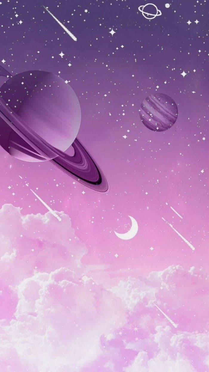 Monochromatic Purple Pastel Galaxy Planets