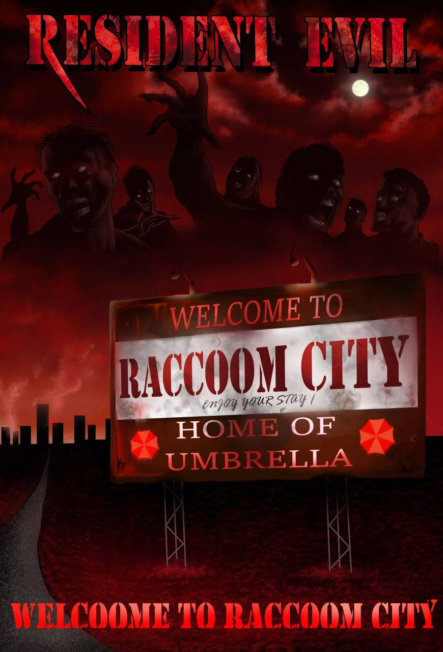 Monochromatic Resident Evil Welcome To Raccoon City Poster Background