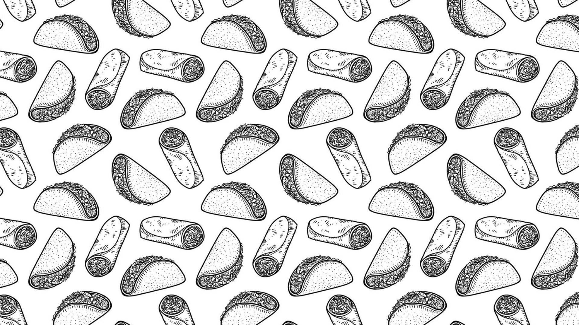 Monochromatic Tacos Drawing Background