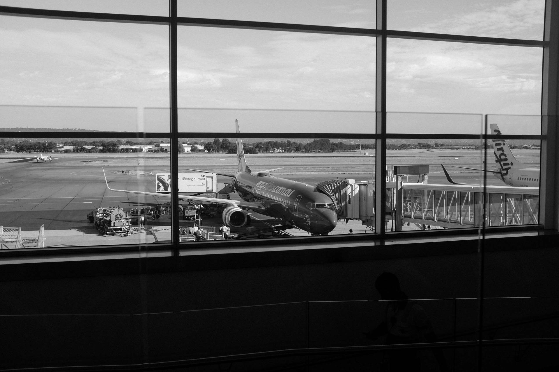 Monochrome Airport Shot Background