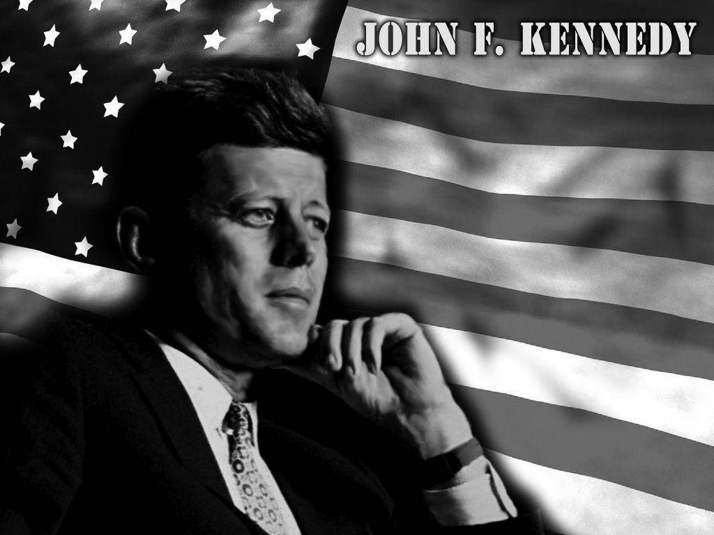 Monochrome American Flag John F. Kennedy Background