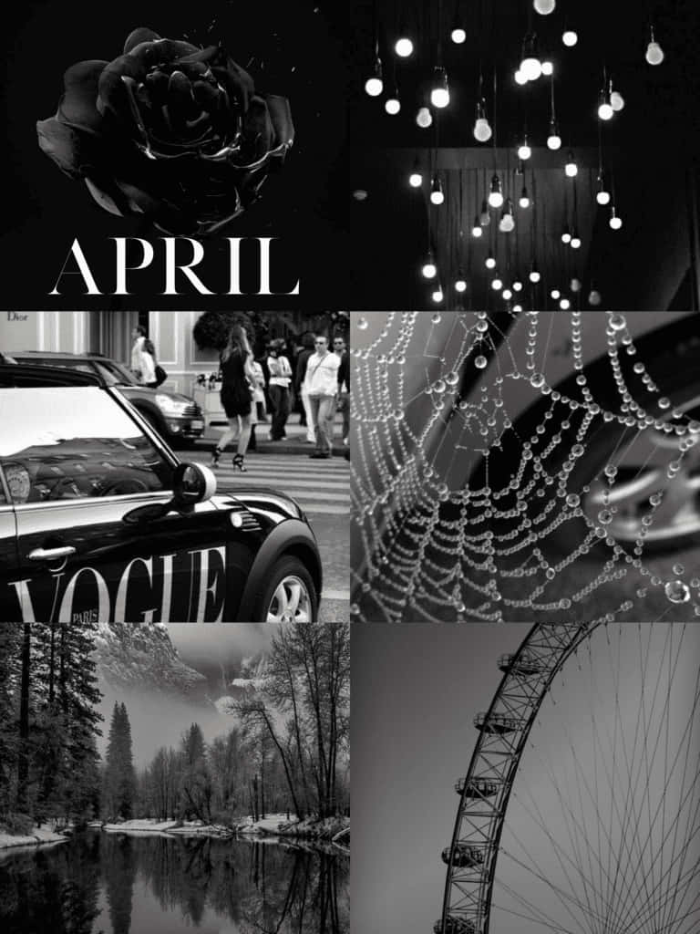 Monochrome April Collage Background