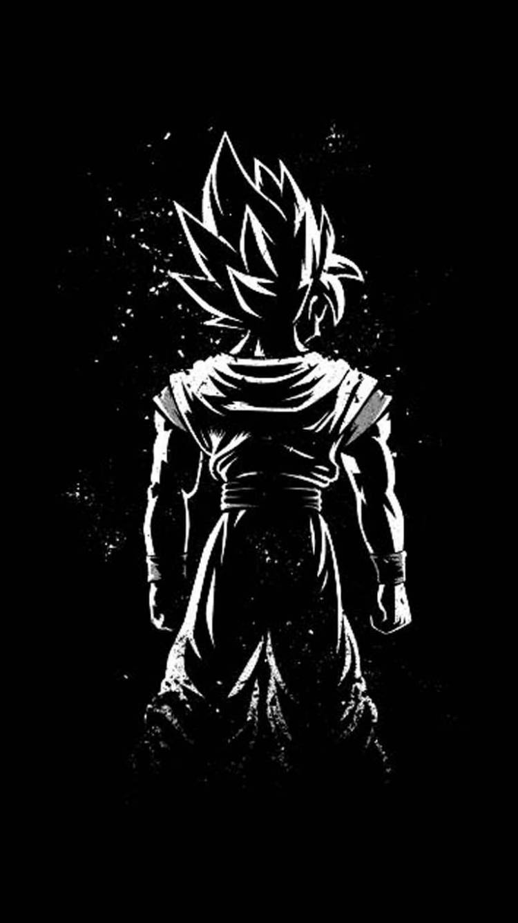 Monochrome Black Goku Phone Background