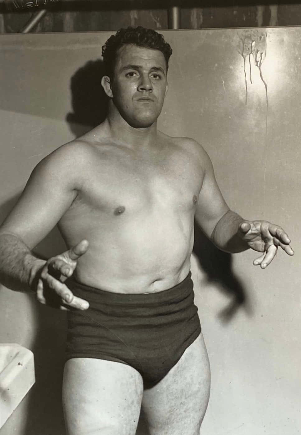 Monochrome Canadian Professional Wrestler Stu Hart Background