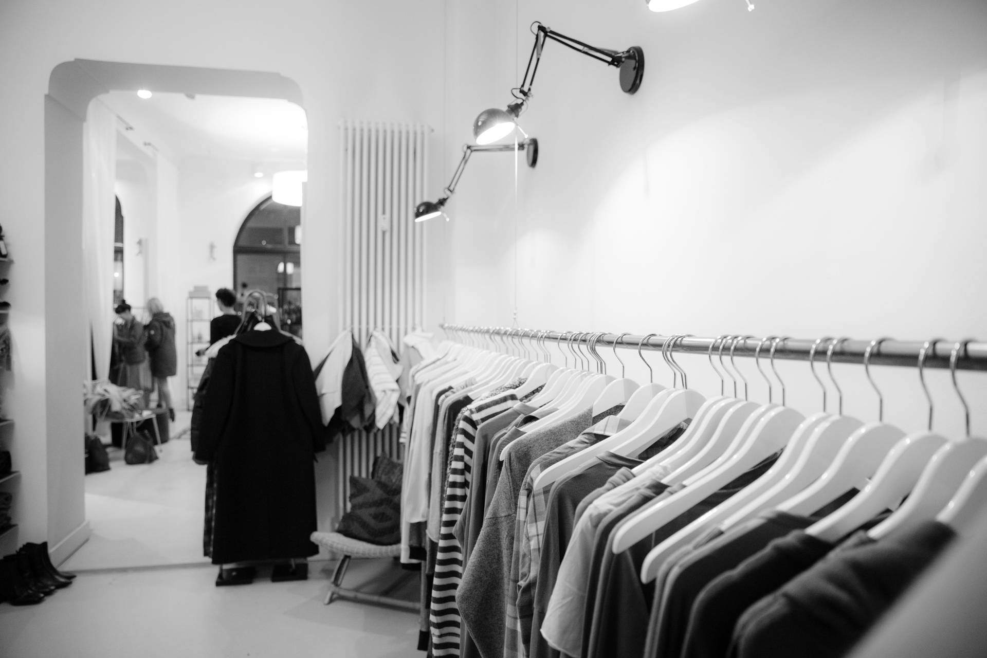 Monochrome Clothes On Wire Rack