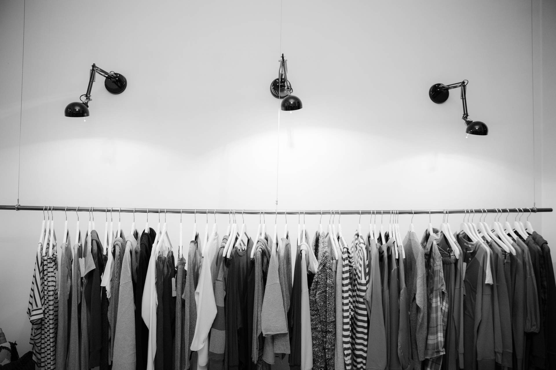 Monochrome Clothes Rack With Light