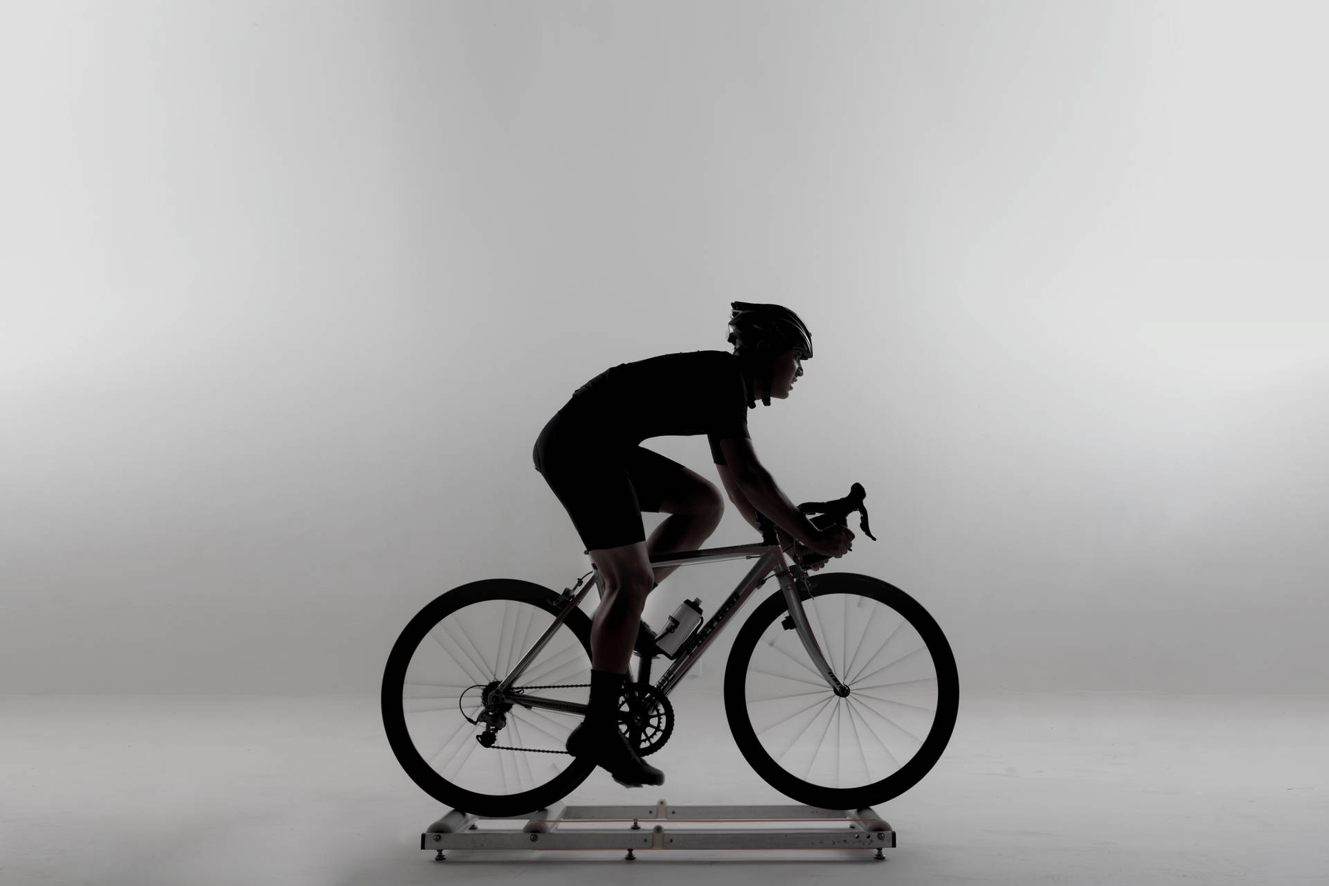 Monochrome Cycling Man Silhouette