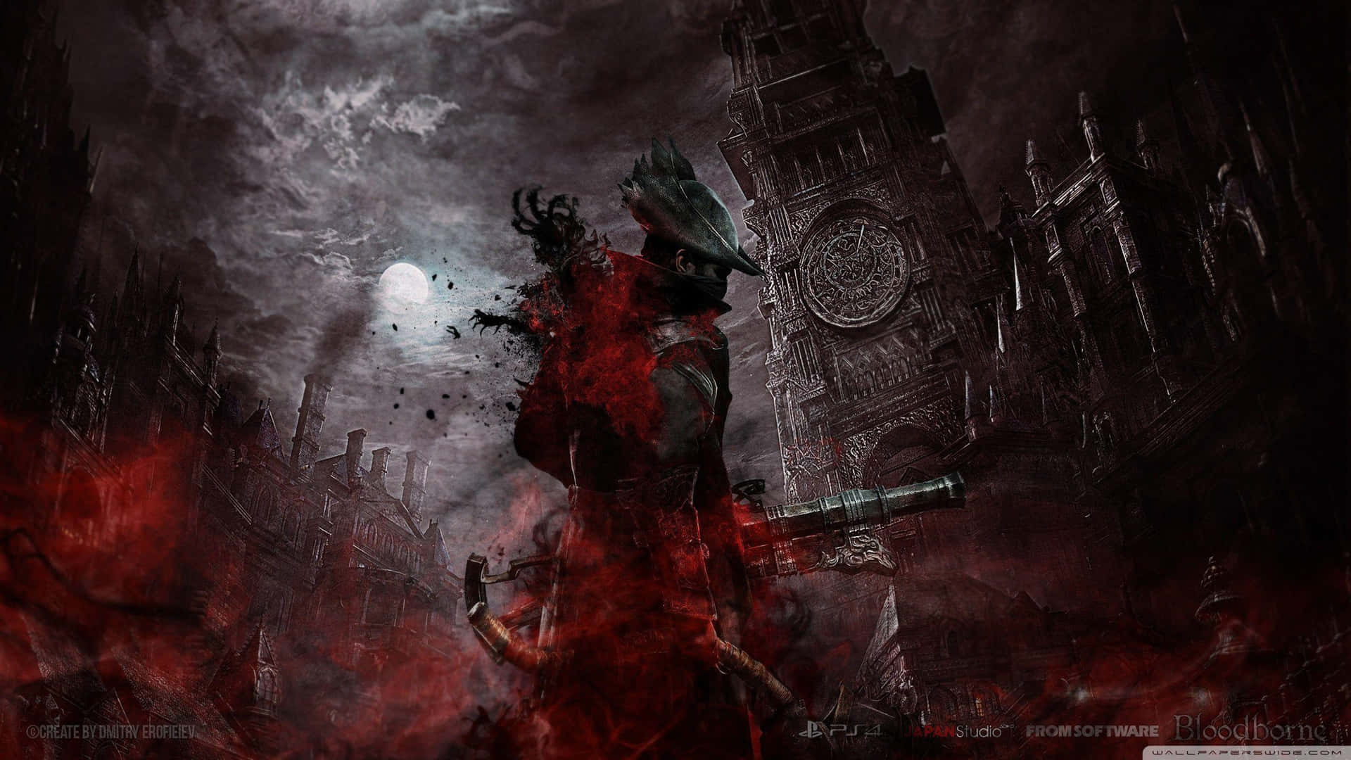 Monochrome Digital Artwork Of Bloodborne 4k Hd Background