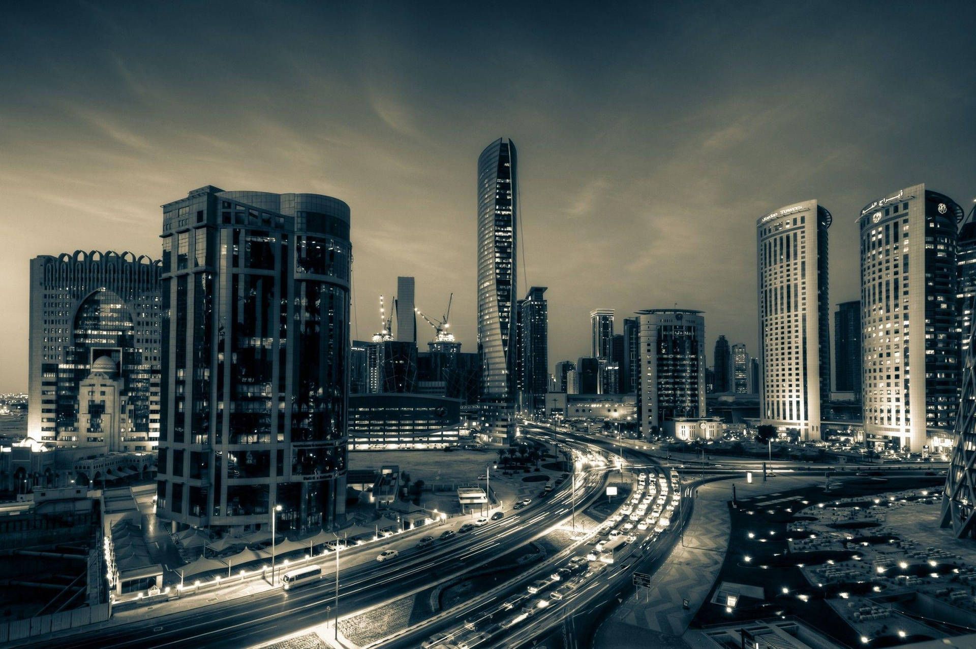 Monochrome Doha City Background