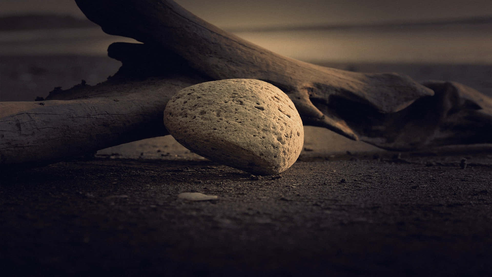 Monochrome Dry Soil And Stone Background