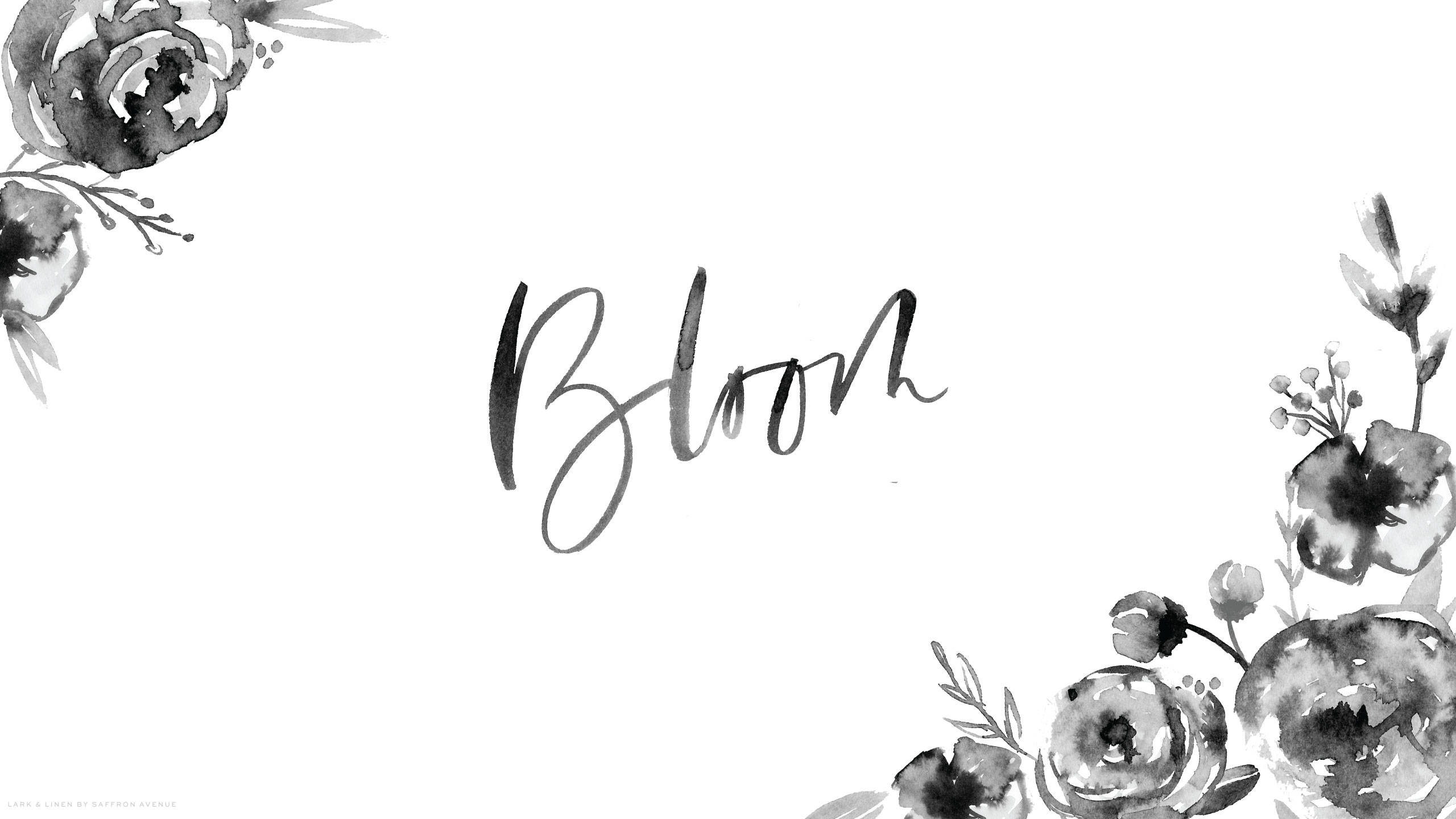 Monochrome Floral Desktop Background