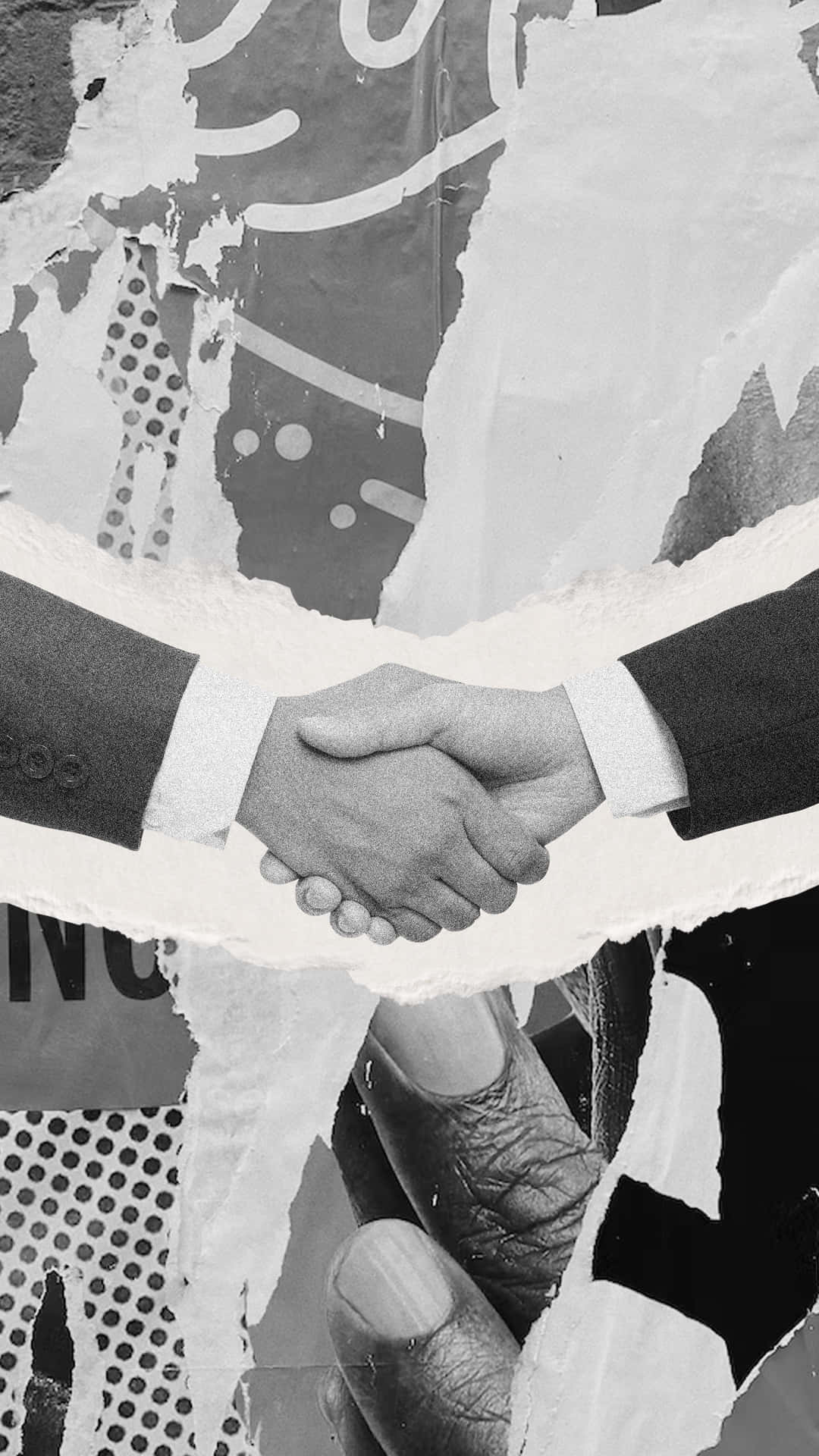 Monochrome Handshake Collage Background