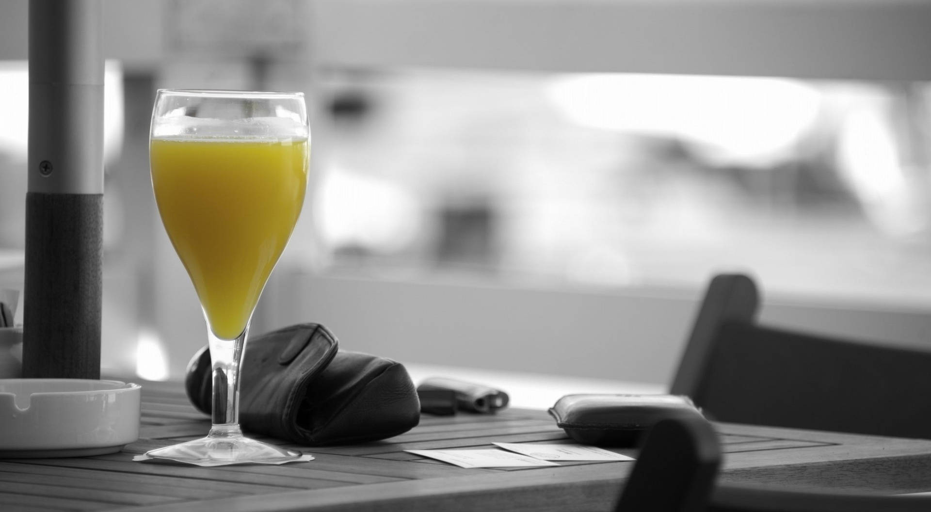 Monochrome Mango Juice In Restaurant