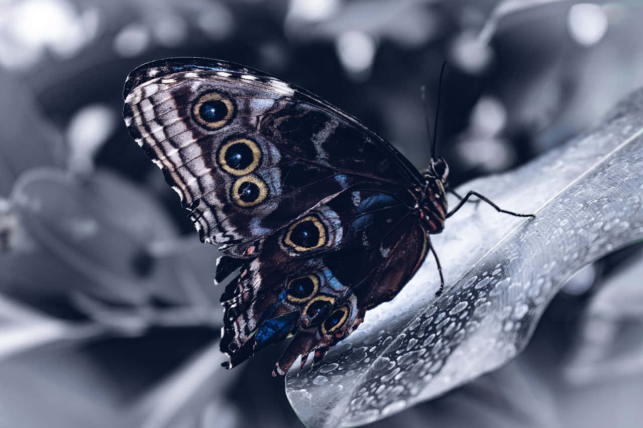 Monochrome Morpho Butterfly Background